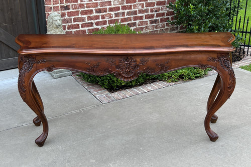 Antique French Louis XV Style Sofa Hall Entry Console Table Walnut 77