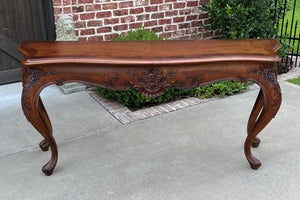 Antique French Louis XV Style Sofa Hall Entry Console Table Walnut 77" Wide