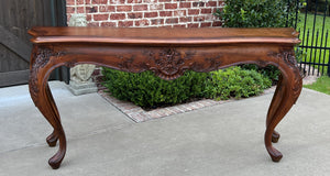 Antique French Louis XV Style Sofa Hall Entry Console Table Walnut 77" Wide