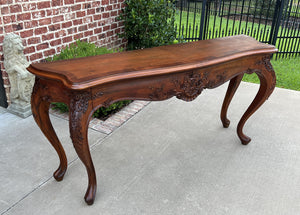 Antique French Louis XV Style Sofa Hall Entry Console Table Walnut 77" Wide