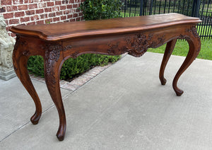 Antique French Louis XV Style Sofa Hall Entry Console Table Walnut 77" Wide