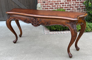 Antique French Louis XV Style Sofa Hall Entry Console Table Walnut 77" Wide