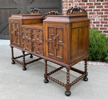 Load image into Gallery viewer, Antique English Sideboard Buffet Server Jacobean Barley Twist Oak Cabinet