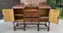 Load image into Gallery viewer, Antique English Sideboard Buffet Server Jacobean Barley Twist Oak Cabinet