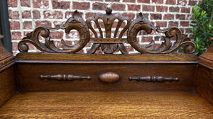 Antique English Sideboard Buffet Server Jacobean Barley Twist Oak Cabinet