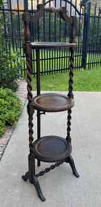 Antique English BARLEY TWIST Muffin Cake Pie Pastry Stand Display Table Oak #1