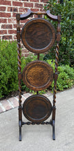 Load image into Gallery viewer, Antique English BARLEY TWIST Muffin Cake Pie Pastry Stand Display Table Oak #1