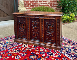 Antique English Trunk Chest Blanket Box Storage Coffer Oak c. 1900s-1920s