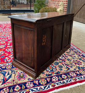 Antique English Trunk Chest Blanket Box Storage Coffer Oak c. 1900s-1920s