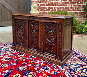 Antique English Trunk Chest Blanket Box Storage Coffer Oak c. 1900s-1920s