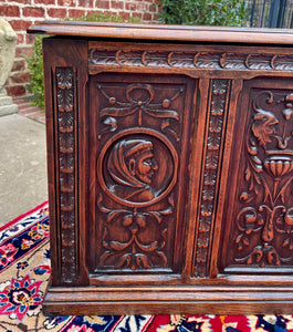 Antique English Trunk Chest Blanket Box Storage Coffer Oak c. 1900s-1920s