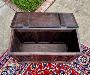 Antique English Trunk Chest Blanket Box Storage Coffer Oak c. 1900s-1920s