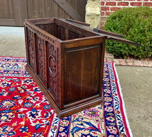 Antique English Trunk Chest Blanket Box Storage Coffer Oak c. 1900s-1920s