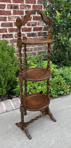 Antique English BARLEY TWIST Muffin Cake Pie Pastry Stand Display Table Oak #2