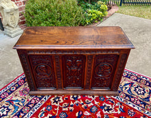 Load image into Gallery viewer, Antique English Trunk Chest Blanket Box Storage Coffer Oak c. 1900s-1920s