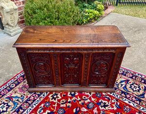 Antique English Trunk Chest Blanket Box Storage Coffer Oak c. 1900s-1920s