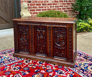 Antique English Trunk Chest Blanket Box Storage Coffer Oak c. 1900s-1920s