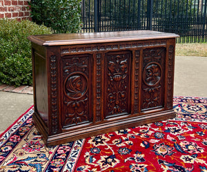 Antique English Trunk Chest Blanket Box Storage Coffer Oak c. 1900s-1920s