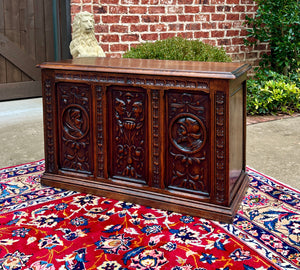 Antique English Trunk Chest Blanket Box Storage Coffer Oak c. 1900s-1920s