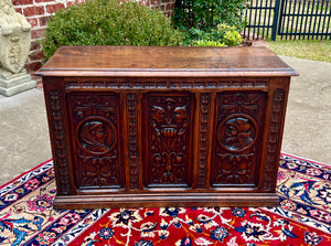 Antique English Trunk Chest Blanket Box Storage Coffer Oak c. 1900s-1920s