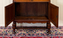 Load image into Gallery viewer, Antique English Bookcase Bookshelf Cabinet Double Door Wavy Glass Oak c.1930s