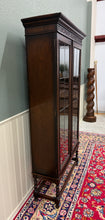 Load image into Gallery viewer, Antique English Jacobean Bookcase Bookshelf Display Cabinet Leaded Glass Oak