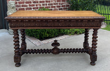 Load image into Gallery viewer, Antique French Writing Desk Barley Twist Sofa Table Entry Hall Table Carved Oak