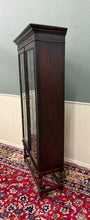 Load image into Gallery viewer, Antique English Jacobean Bookcase Bookshelf Display Cabinet Leaded Glass Oak