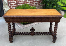 Load image into Gallery viewer, Antique French Writing Desk Barley Twist Sofa Table Entry Hall Table Carved Oak