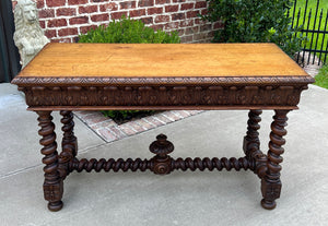 Antique French Writing Desk Barley Twist Sofa Table Entry Hall Table Carved Oak
