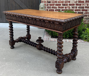 Antique French Writing Desk Barley Twist Sofa Table Entry Hall Table Carved Oak