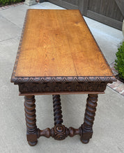 Load image into Gallery viewer, Antique French Writing Desk Barley Twist Sofa Table Entry Hall Table Carved Oak