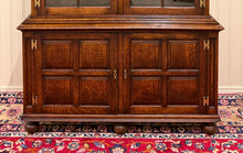 Load image into Gallery viewer, Antique English Large Bookcase Bookshelf Cabinet Double Door Glass Oak c. 1910s