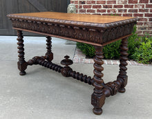 Load image into Gallery viewer, Antique French Writing Desk Barley Twist Sofa Table Entry Hall Table Carved Oak