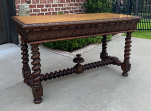 Antique French Writing Desk Barley Twist Sofa Table Entry Hall Table Carved Oak