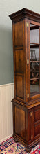Load image into Gallery viewer, Antique English Large Bookcase Bookshelf Cabinet Double Door Glass Oak c. 1910s