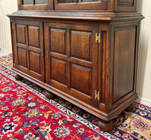 Load image into Gallery viewer, Antique English Large Bookcase Bookshelf Cabinet Double Door Glass Oak c. 1910s