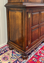Load image into Gallery viewer, Antique English Large Bookcase Bookshelf Cabinet Double Door Glass Oak c. 1910s