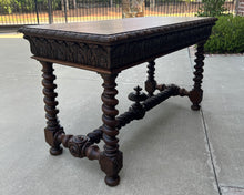 Load image into Gallery viewer, Antique French Writing Desk Barley Twist Sofa Table Entry Hall Table Carved Oak