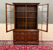 Load image into Gallery viewer, Antique English Large Bookcase Bookshelf Cabinet Double Door Glass Oak c. 1910s