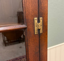 Load image into Gallery viewer, Antique English Large Bookcase Bookshelf Cabinet Double Door Glass Oak c. 1910s