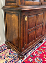 Load image into Gallery viewer, Antique English Large Bookcase Bookshelf Cabinet Double Door Glass Oak c. 1910s