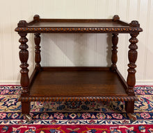 Load image into Gallery viewer, Antique French Trolley Tea Cart Pastry Cart Dumbwaiter 2-Tier Oak c. 1930s