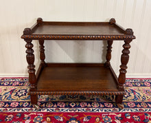 Load image into Gallery viewer, Antique French Trolley Tea Cart Pastry Cart Dumbwaiter 2-Tier Oak c. 1930s