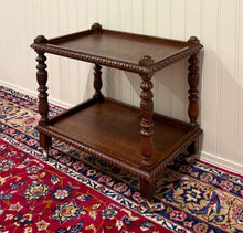 Load image into Gallery viewer, Antique French Trolley Tea Cart Pastry Cart Dumbwaiter 2-Tier Oak c. 1930s