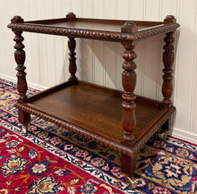 Load image into Gallery viewer, Antique French Trolley Tea Cart Pastry Cart Dumbwaiter 2-Tier Oak c. 1930s