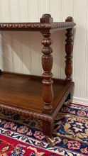 Load image into Gallery viewer, Antique French Trolley Tea Cart Pastry Cart Dumbwaiter 2-Tier Oak c. 1930s