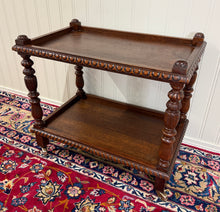 Load image into Gallery viewer, Antique French Trolley Tea Cart Pastry Cart Dumbwaiter 2-Tier Oak c. 1930s