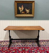 Load image into Gallery viewer, Antique English Bakers Table Sofa Entry Hall Kitchen Island with Cast Iron Base
