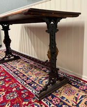 Load image into Gallery viewer, Antique English Bakers Table Sofa Entry Hall Kitchen Island with Cast Iron Base